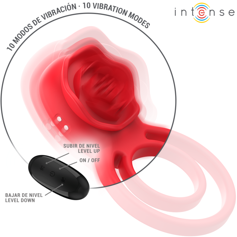 Intense - Gail Stimulateur Rose 10 Vibrations Rouge Telecommande