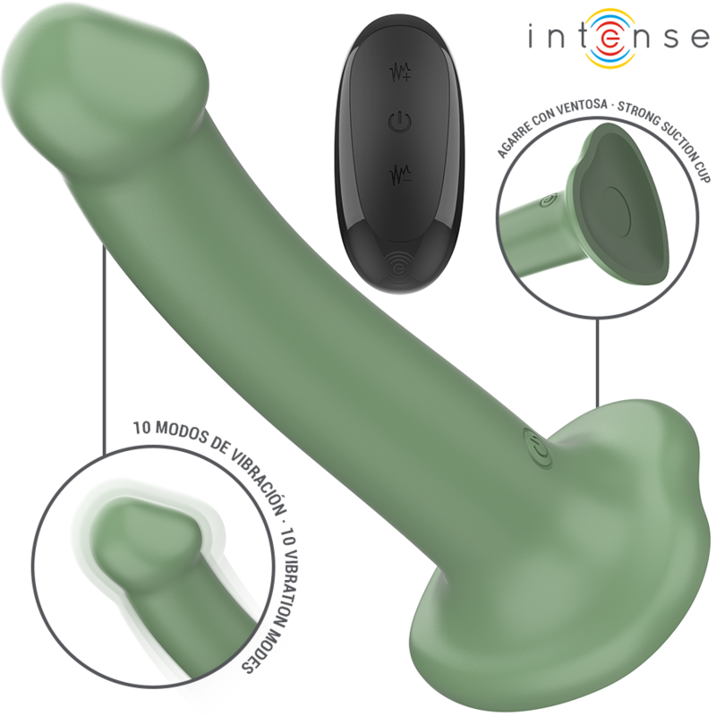 Intense - Becca Vibrateur avec Ventouse 10 Vibrations Télécommande Verte