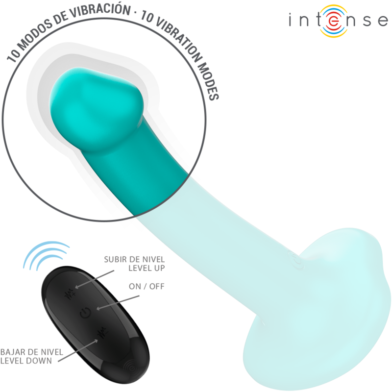 Intense - Katie Vibrateur avec Ventouse 10 Vibrations Télécommande Bleue