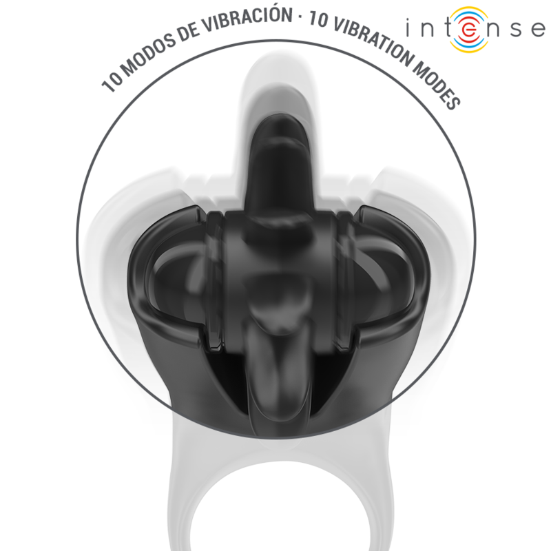 Intense - Mabel Anneau Vibrant 10 Vibrations avec Stimulateur de Clitoris Noir