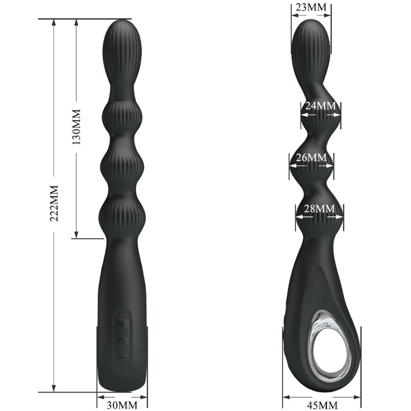 Pretty Love - Vibrateur Anal Federer 12 Vibrations Noir