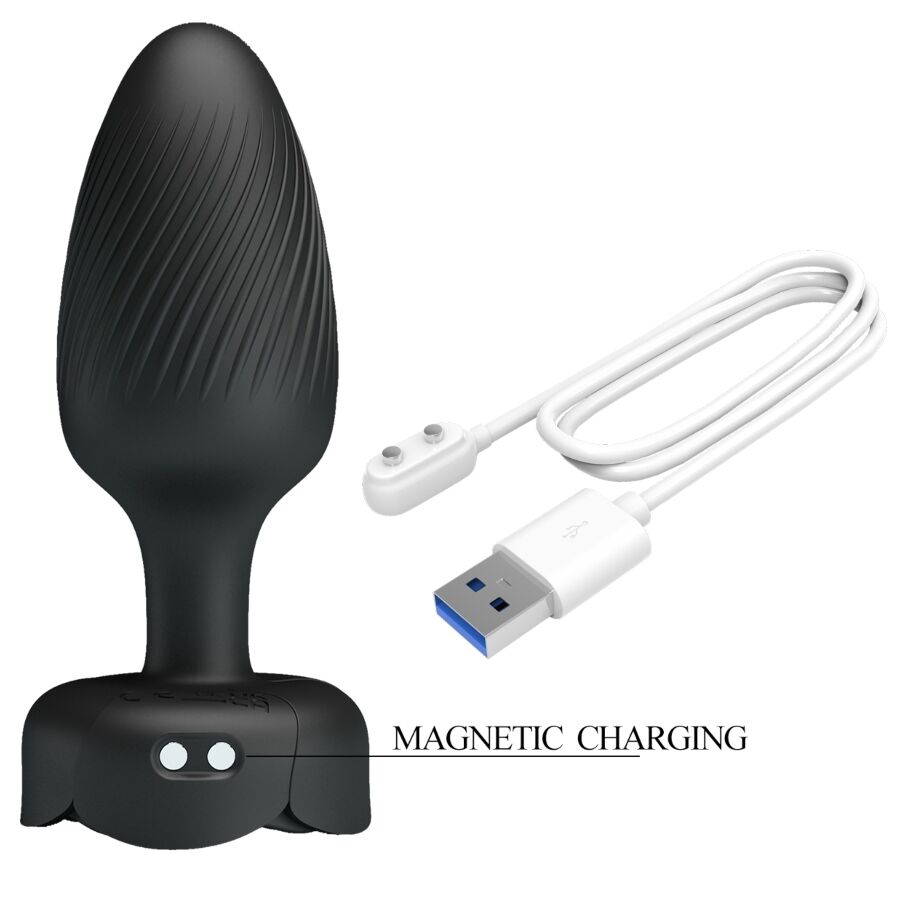 Pretty Love - Plug Anal Varian avec Lumière Led Noir 10,8 Cm