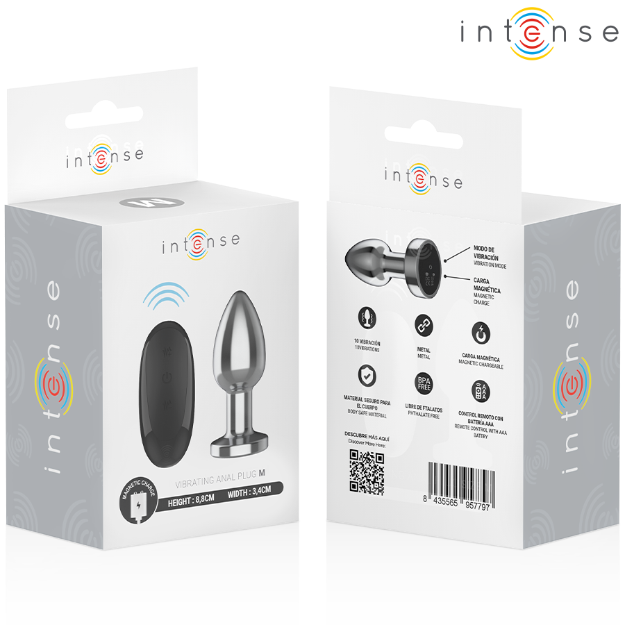Intense - Plug Anal 10 Vibrations Métal avec Télécommande M