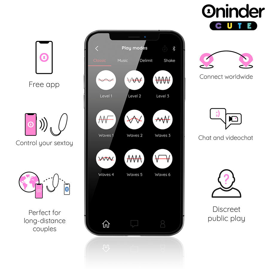 Oninder Cute - œuf en Silicone Vibrant et Rotatif à 360° - Application Mondiale Gratuite