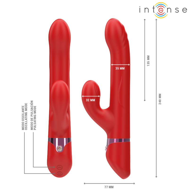 Intense - Lele Vibrateur Multifonction Rotatif & Oscillant & Stimulant Rouge