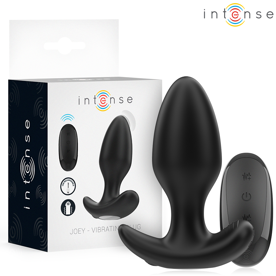 Intense - Joey Anal Plug 10 Vibrations Noir Télécommande