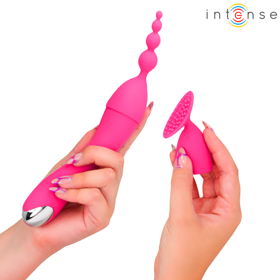 Intense - Vibrateur Cher avec 20 Modes de Mouvements et Embouts Interchangeables