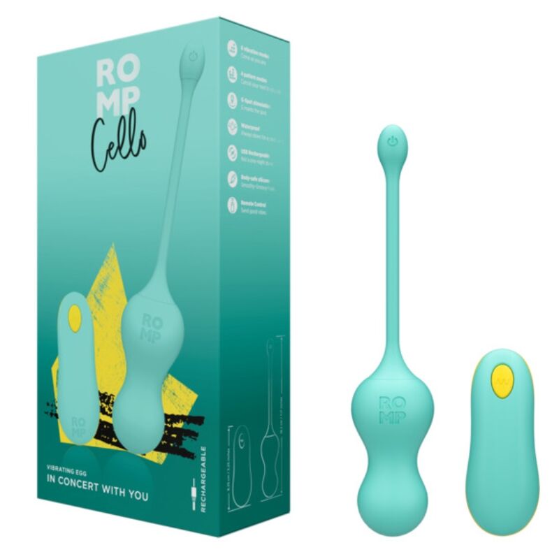 Romp - Cello Vibrant Multifonction Cello Turquoise avec Télécommande