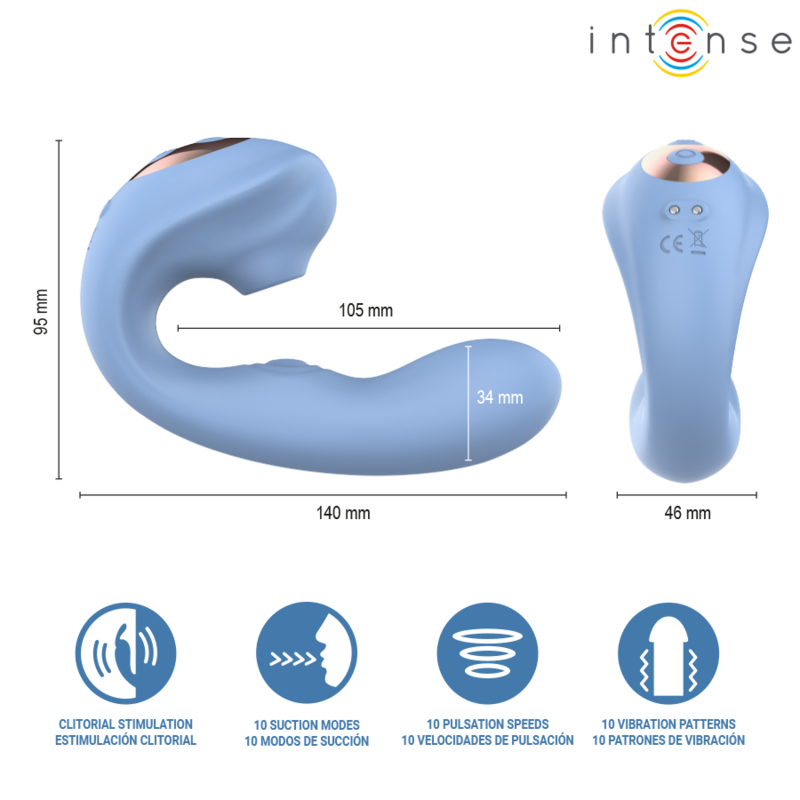 Intense - Gina Stimulateur Clitorial Multifonctionnel Bleu