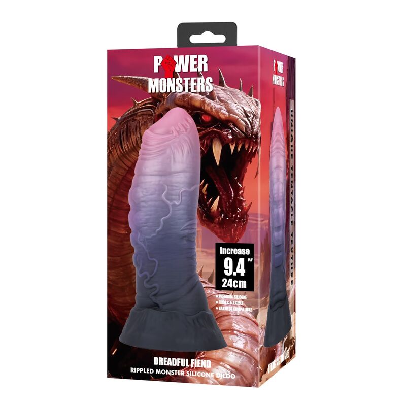Power Monsters - Dreadful Fiend Bicolor Fantasy Godemichet en Silicone 24 Cm Ø 6 Cm