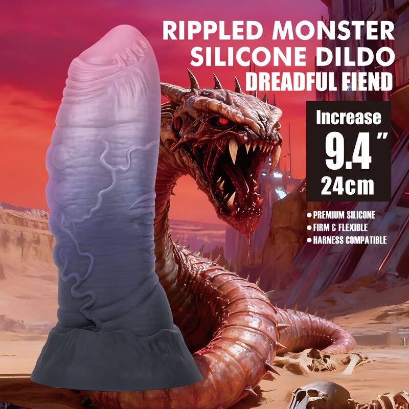 Power Monsters - Dreadful Fiend Bicolor Fantasy Godemichet en Silicone 24 Cm Ø 6 Cm