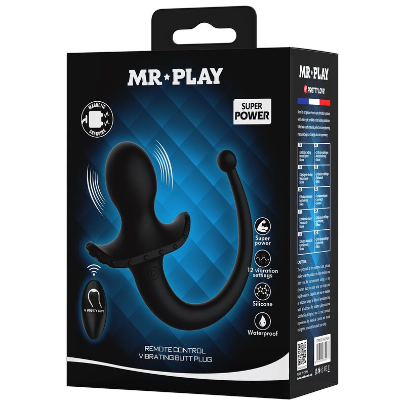 Mr Play - Vibrateur Anal et Périnéumien Noir avec Télécommande sans Fil