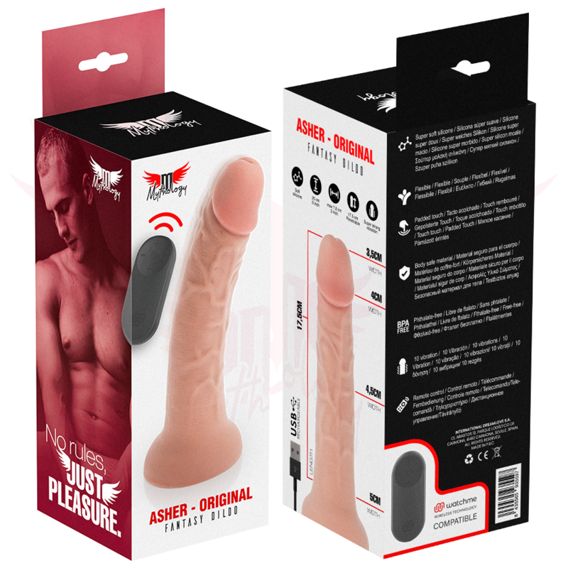 Mythology - Asher Original Dildo M - Vibrateur + Télécommande avec Technologie sans Fil Watchme