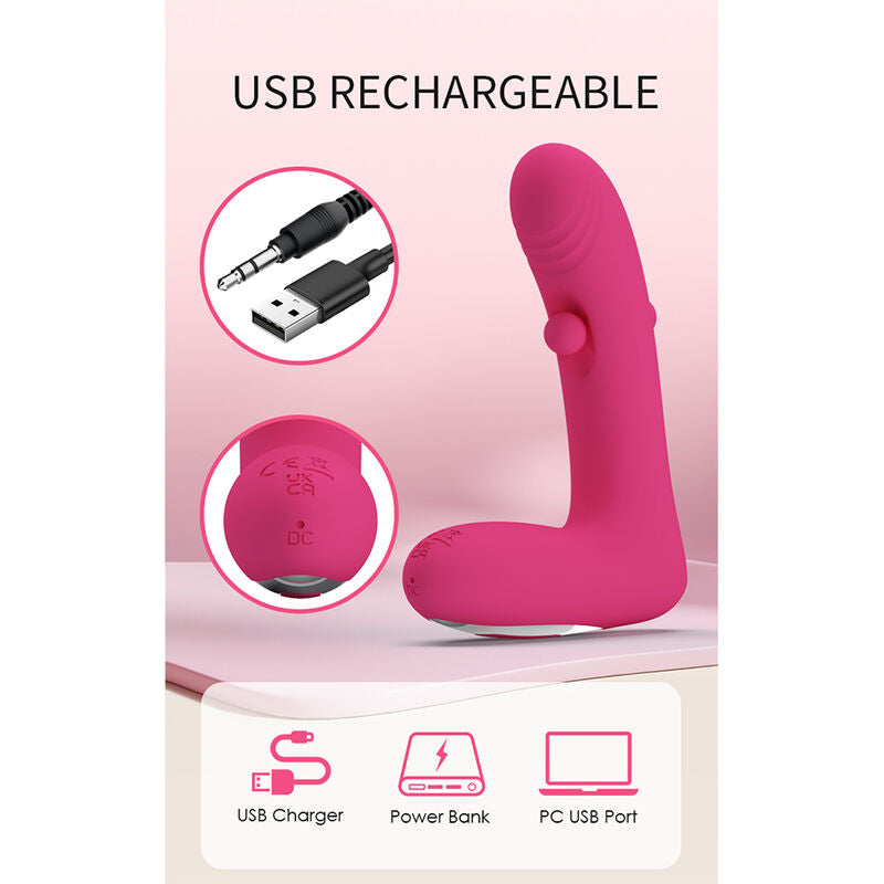 Pretty Love - Duden Vibrateur en Silicone Rechargeable 12 Modes de Vibration et 3 Modes de Bascule Rose