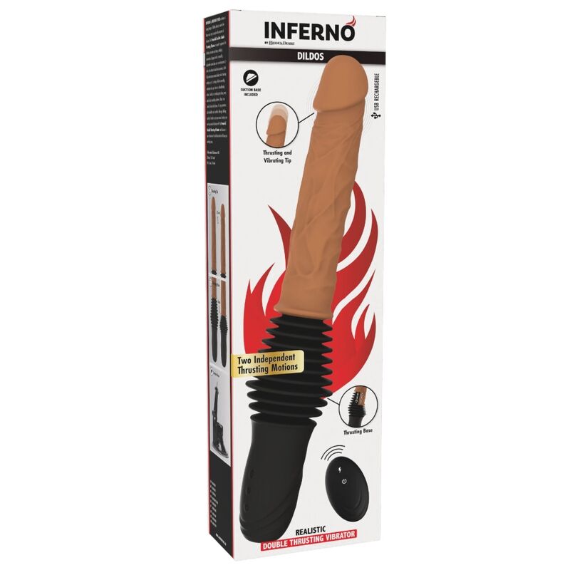 Hidden Desire - Inferno Vibrateur à Double Pénétration Réaliste avec Télécommande 40,5 Cm Teint Clair
