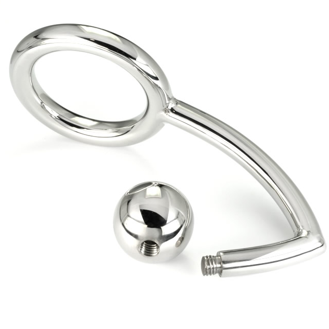 Metal Hard - Anneau Cock Ring avec Crochet Intrus Anal 45MM