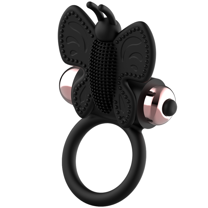 Coquette Chic Desire - Cockring Papillon avec Vibrateur Noir/ Or