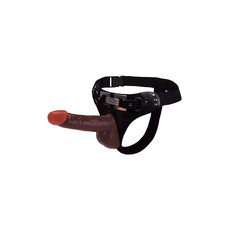 Jessica Strap On, gode ceinture avec dildo réaliste noir 18,2cm