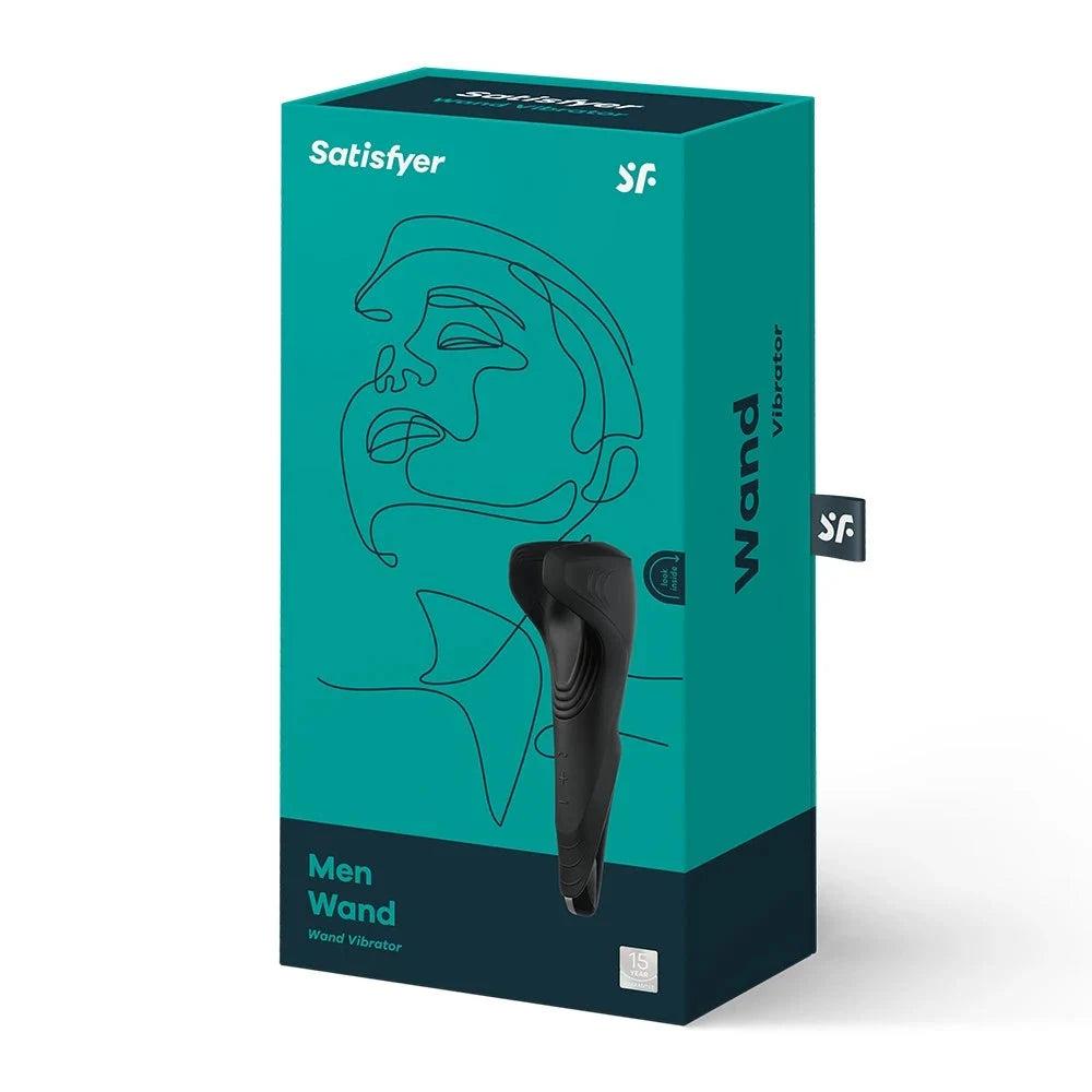 Masturbateur vibrant noir ergonomique pour homme, design moderne, boîte élégante, plaisir intense et personnalisé.