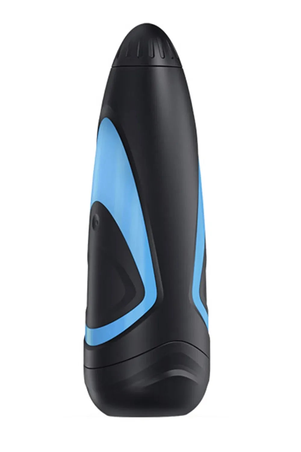 Masturbateur masculin ergonomique, design noir et bleu, stimulation intense, plaisir intime.