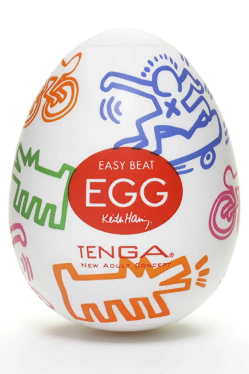 Œuf masturbateur Tenga édition Keith Haring, design artistique coloré, plaisir masculin innovant et ludique.
