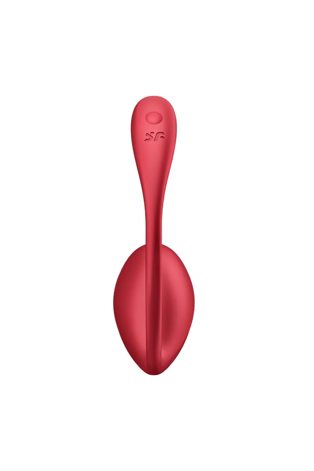 Vibromasseur télécommandé rouge en silicone, design ergonomique et waterproof.