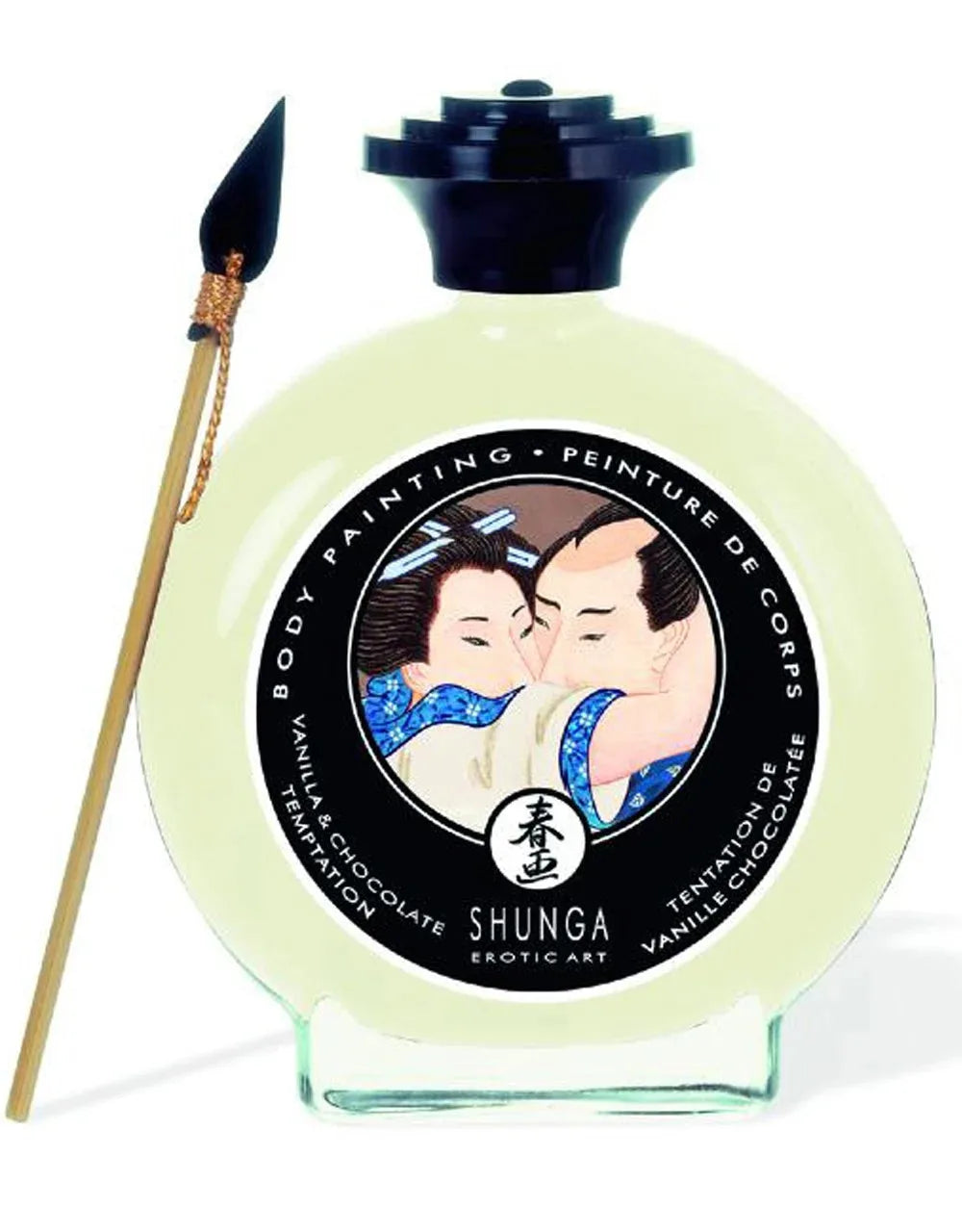 Peinture corporelle érotique arôme vanille chocolat, idéal pour des moments intimes sensuels et créatifs.