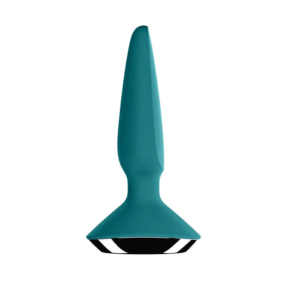 Plug anal vibrant USB turquoise en silicone, idéal pour stimulation intime.