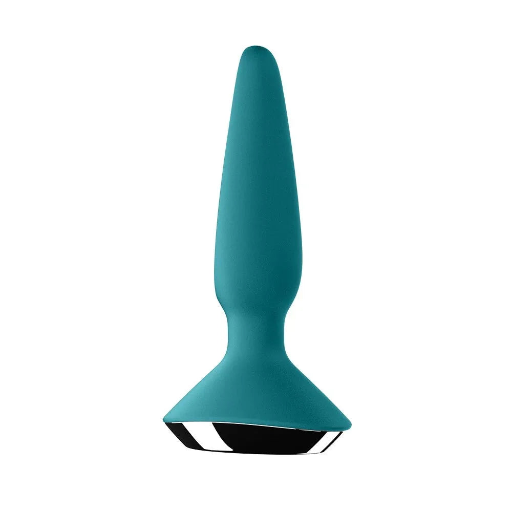 Plug anal vibrant USB en silicone bleu, élégant et puissant pour moments intimes.