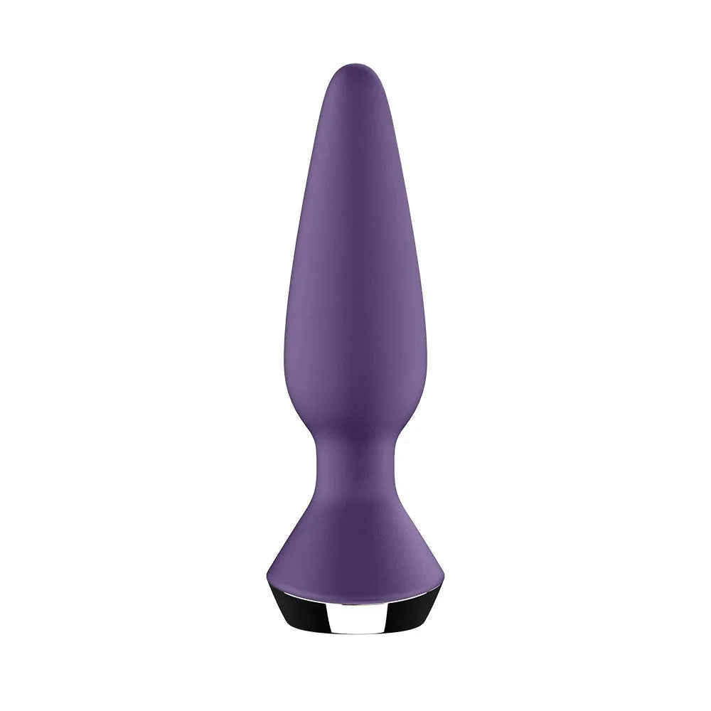 Plug anal vibrant violet en silicone doux, rechargeable USB, pour plaisir intime confortable et innovant.