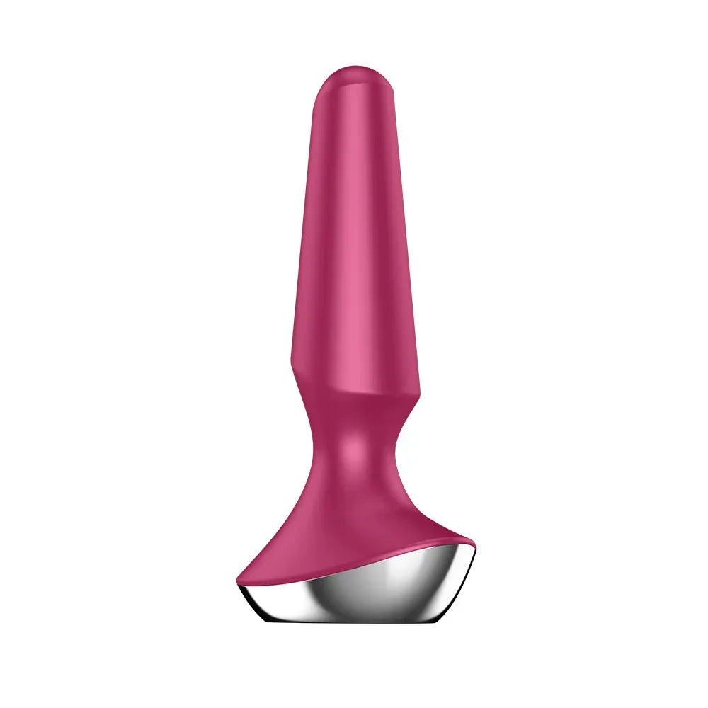 Plug anal vibrant rechargeable USB en silicone rose séduisant.