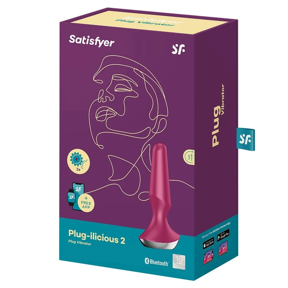 Plug vibrant connecté USB Satisfyer rose, idéal pour expériences intimes variées, compatible application mobile.