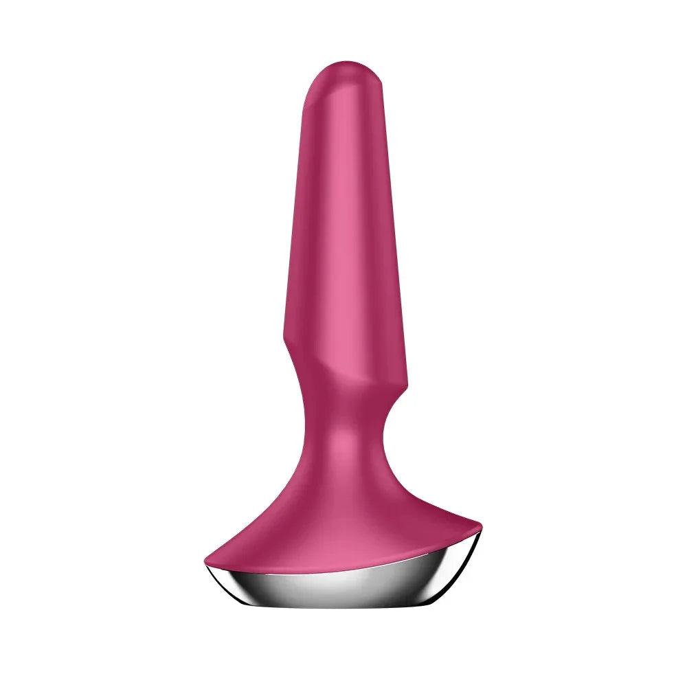 Plug vibrant connecté USB rose, stimulation intime haute technologie.