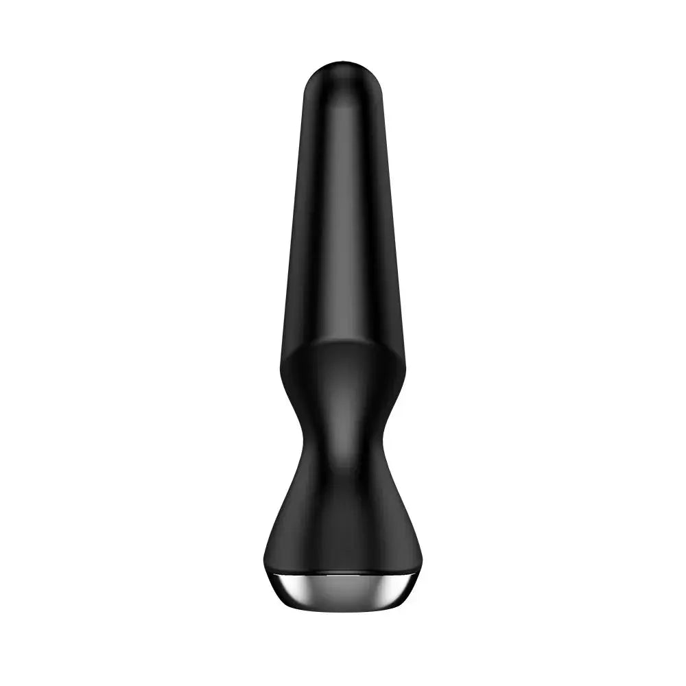 Plug anal vibrant noir USB en silicone, ergonomique et connecté pour plaisir intense et personnalisé.