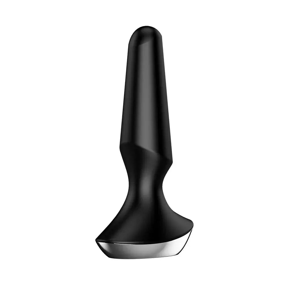 Plug vibrant USB en silicone noir, étanche et connecté, idéal pour des sensations intenses et personnalisées.
