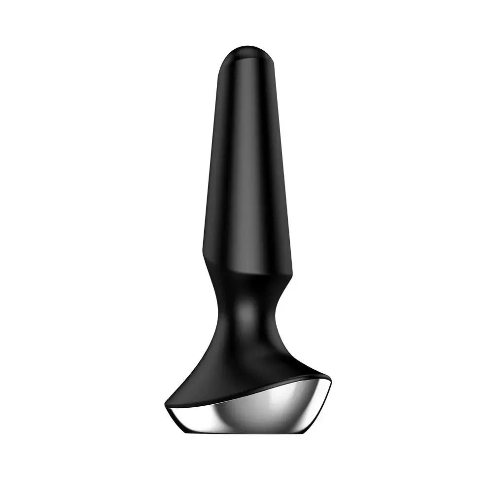 Plug anal vibrant connecté USB en silicone noir élégant.