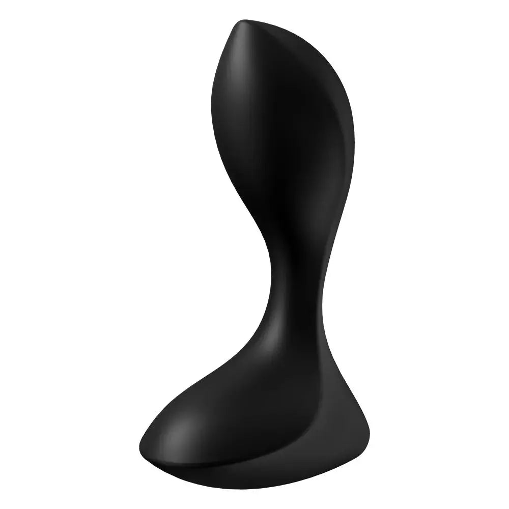 Plug anal vibrant noir en silicone, ergonomique et rechargeable par USB pour plaisir intense.