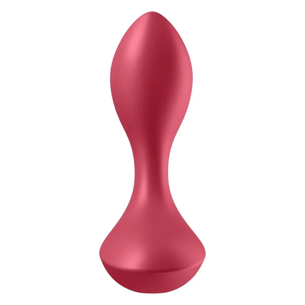 Plug anal vibrant rouge en silicone, rechargeable USB, ergonomique et polyvalent pour plaisir intime et exploration sensuelle.