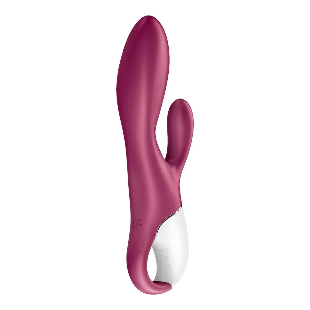 Vibromasseur rabbit rouge connecté USB, silicone ergonomique, stimulation double.