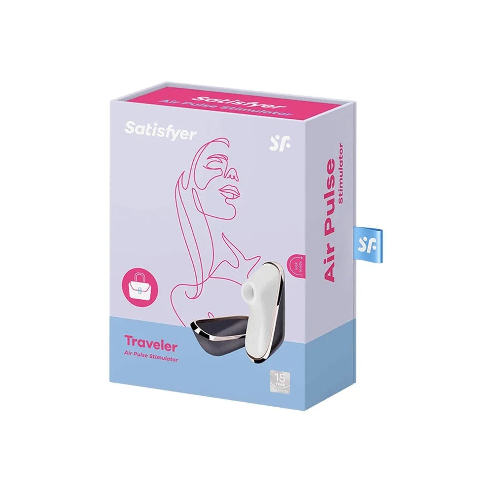 Stimulateur intime compact Satisfyer Traveler, technologie Air Pulse, design élégant et portable, idéal pour les voyages.