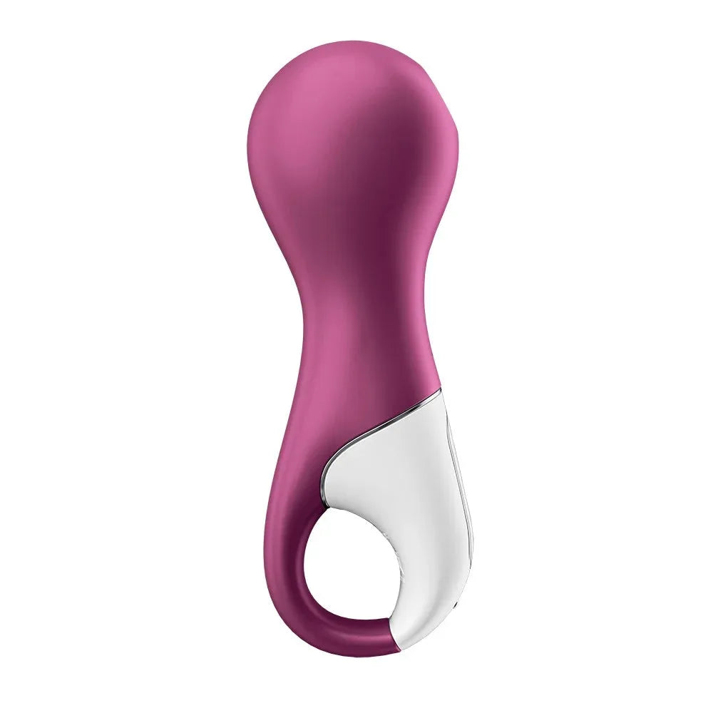 Stimulateur intime vibrant, design ergonomique, coloris rose et blanc, technologie Air Pulse pour plaisir intense.