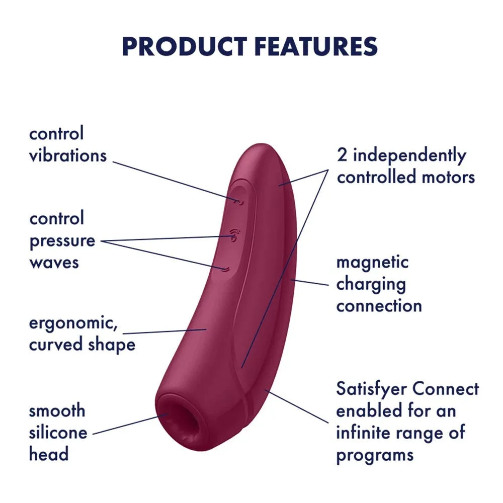 Stimulateur clitoridien ergonomique en silicone avec vibrations et ondes de pression, connectivité Satisfyer.