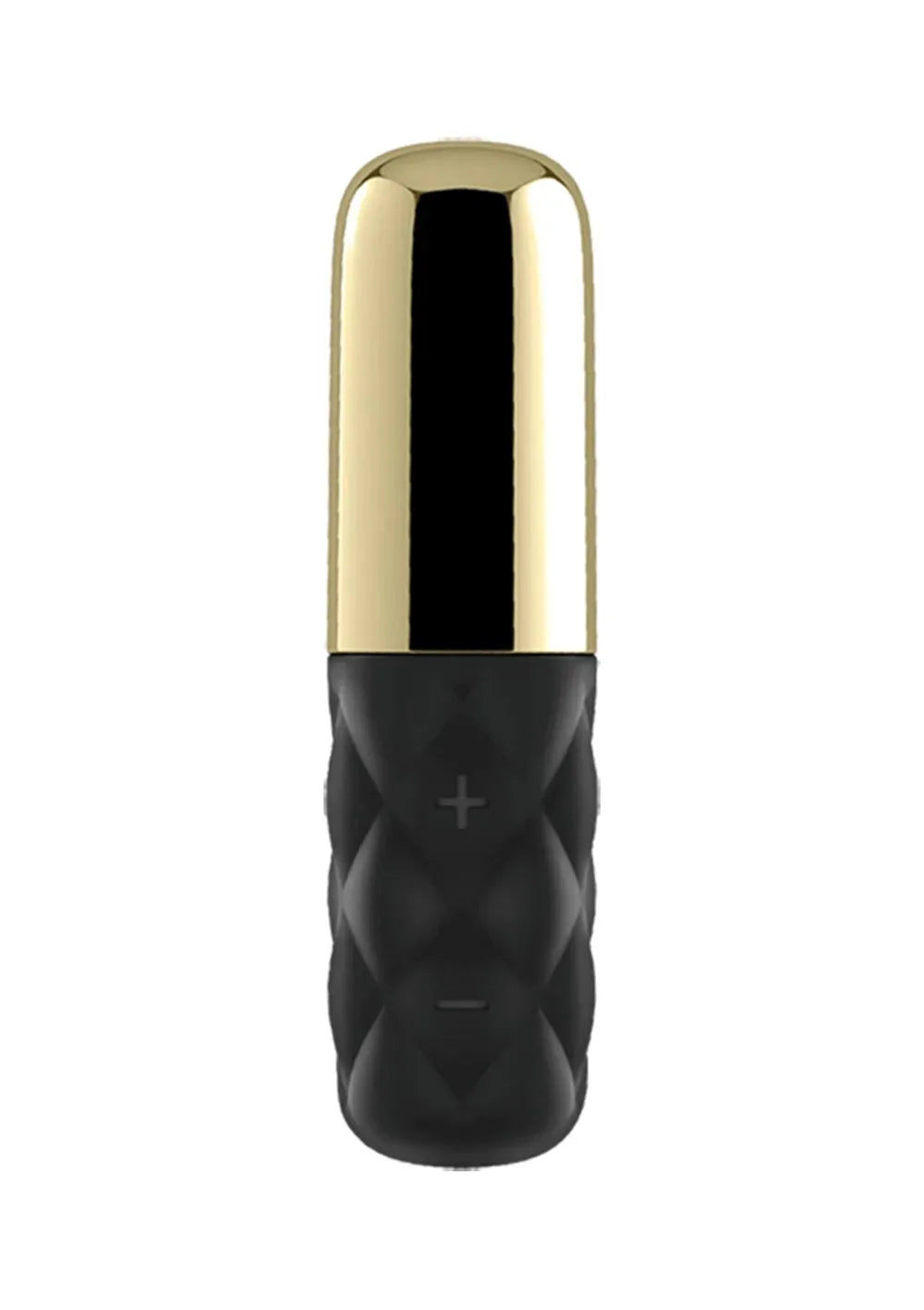 Stimulateur clitoridien noir doré luxe, design compact et élégant pour plaisir intime.