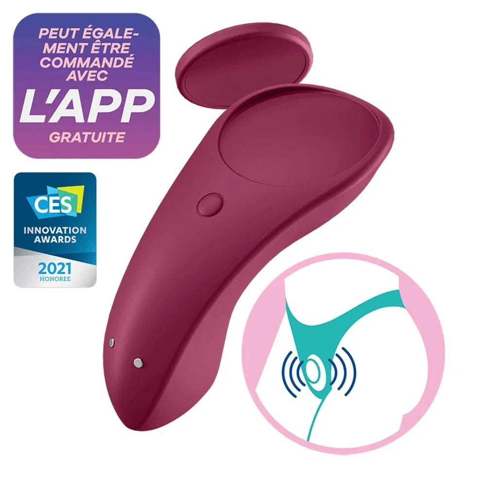 Stimulateur clitoridien connecté en silicone, discret et innovant, idéal pour jeux intimes.