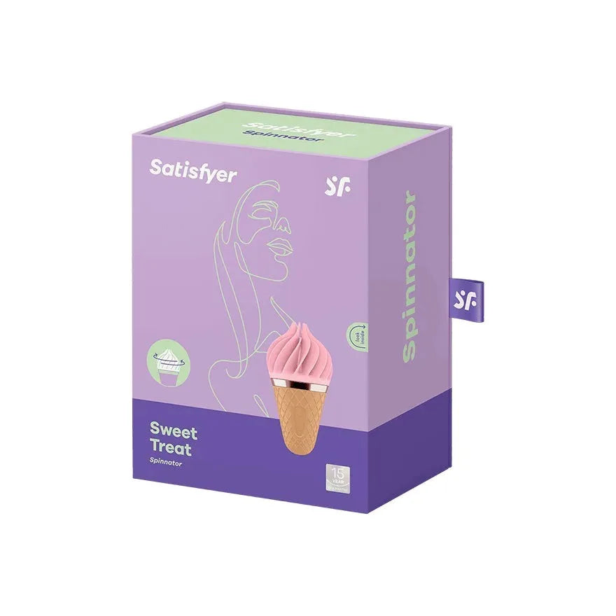 Stimulateur clitoridien USB Sweet Treat, design cornet glace, rose, Satisfyer, idéal pour plaisir intime innovant.