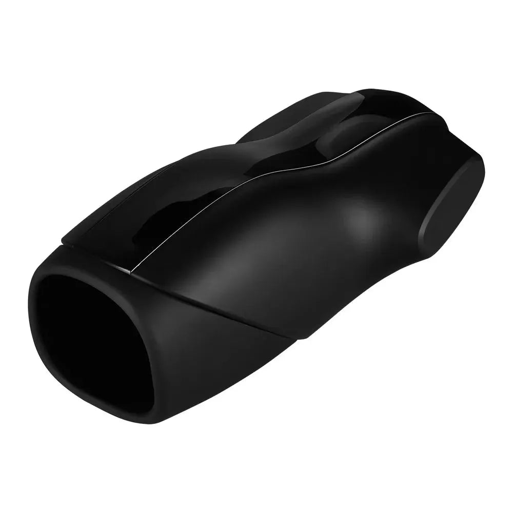Stimulateur intime noir pour homme avec vibrations puissantes, design ergonomique et silicone doux.