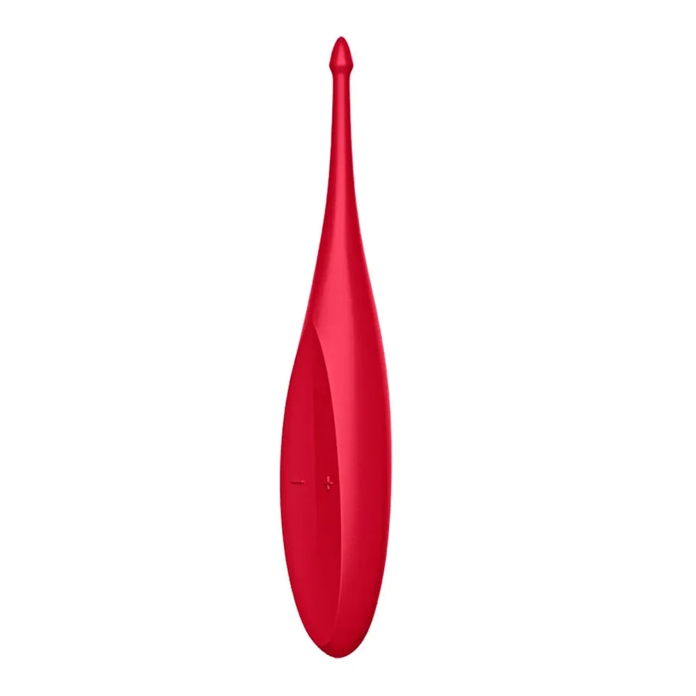 Stimulateur intime rouge USB, design élégant et ciblé pour plaisirs variés.
