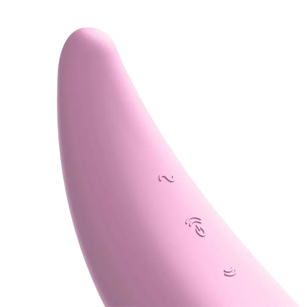 Stimulateur clitoridien rose en silicone, connecté et ergonomique pour plaisirs intimes.