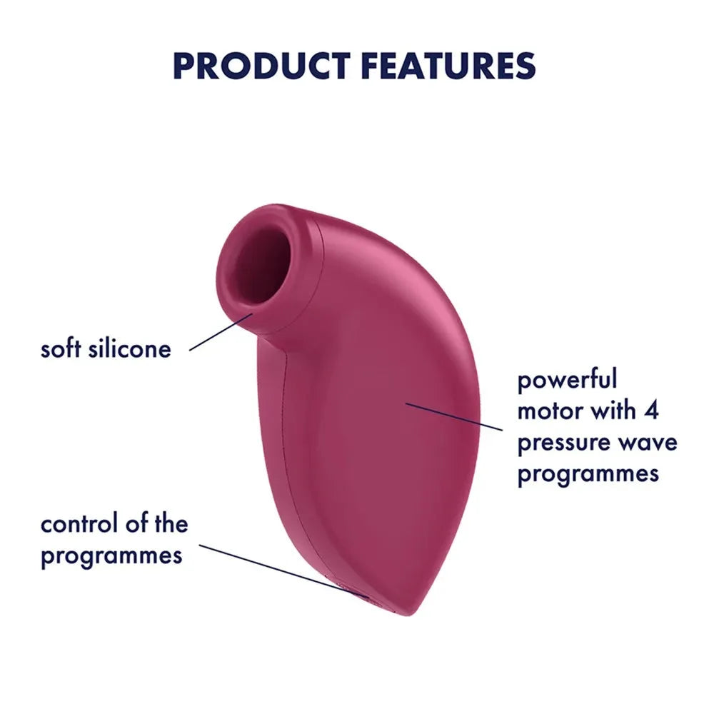 Stimulateur intime en silicone doux avec moteur puissant, 4 programmes de pression.
