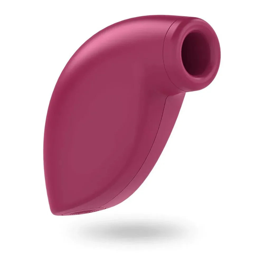 Stimulateur intime rouge ergonomique en silicone, design élégant pour plaisir clitoridien.